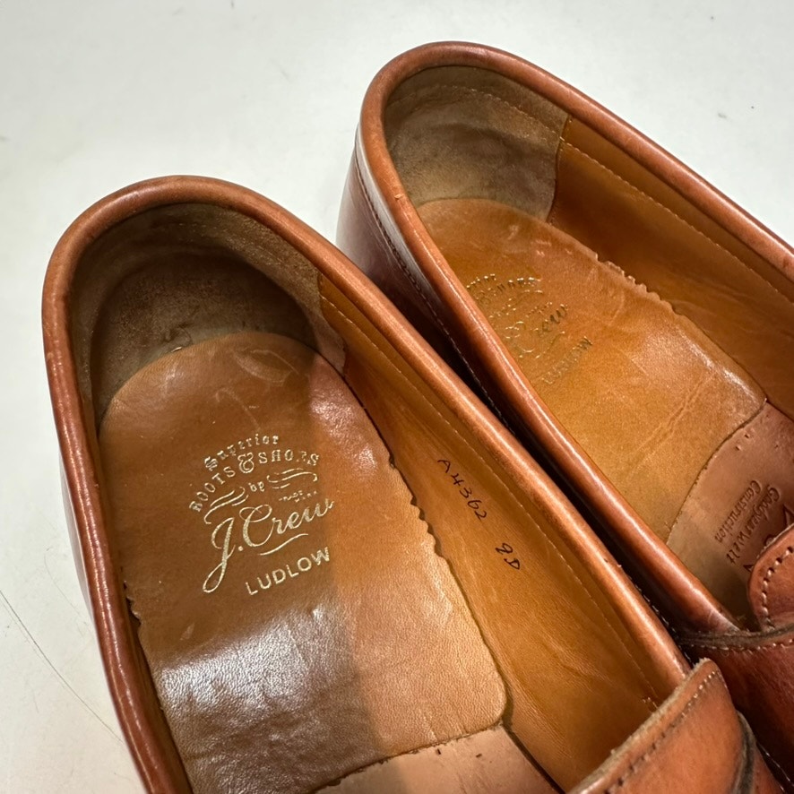 Excellent Grant Stone X J. Crew Ludlow Penny Loafer Brown Leather Bench Made 9 — image 7 of 8